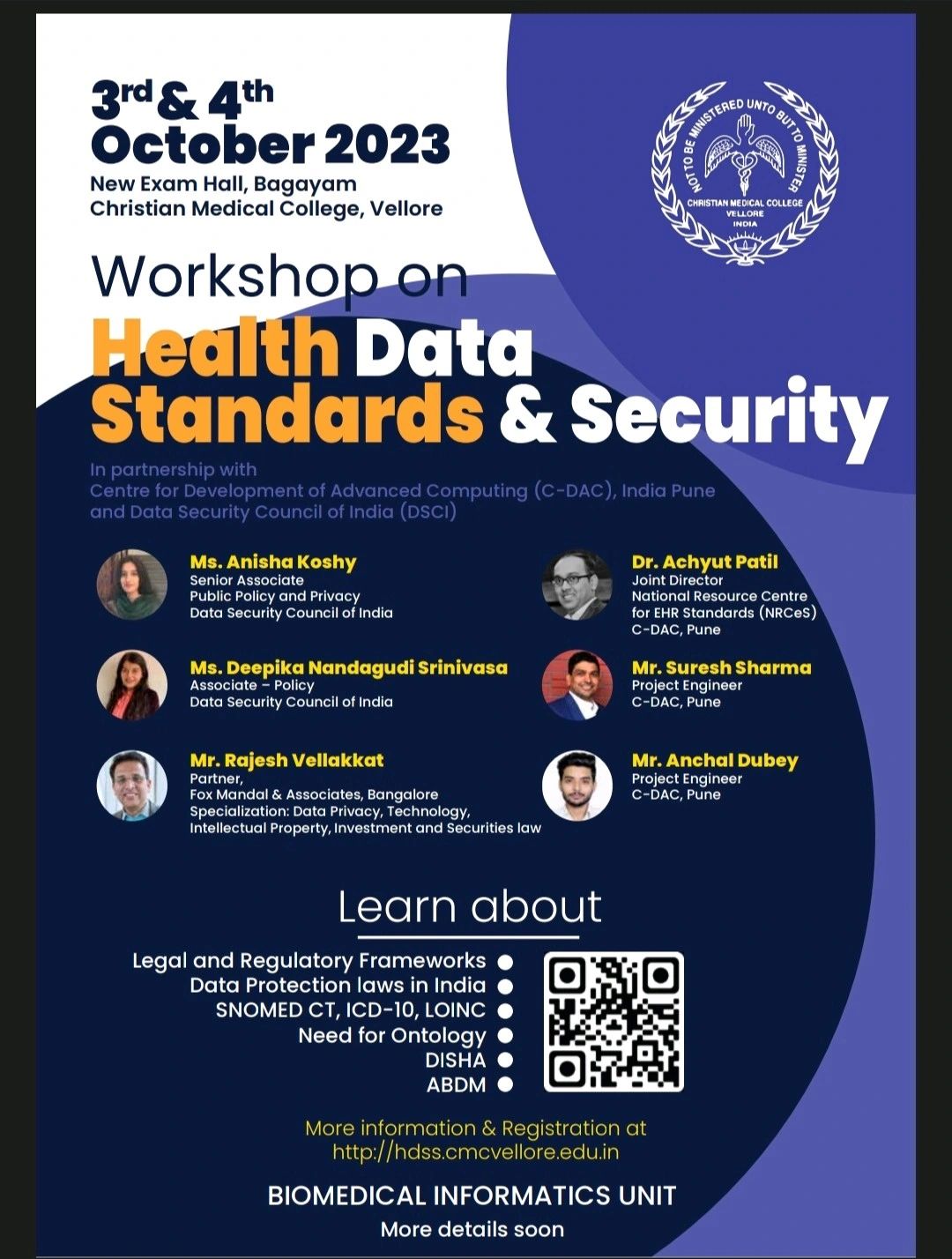 Workshop on Health Data Standards & Security at CMC Vellore
